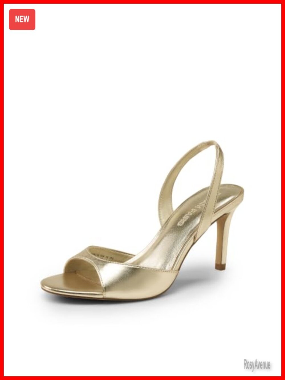 Women's Slingback Kitten Heel Sandals Faux Leather Round Toe